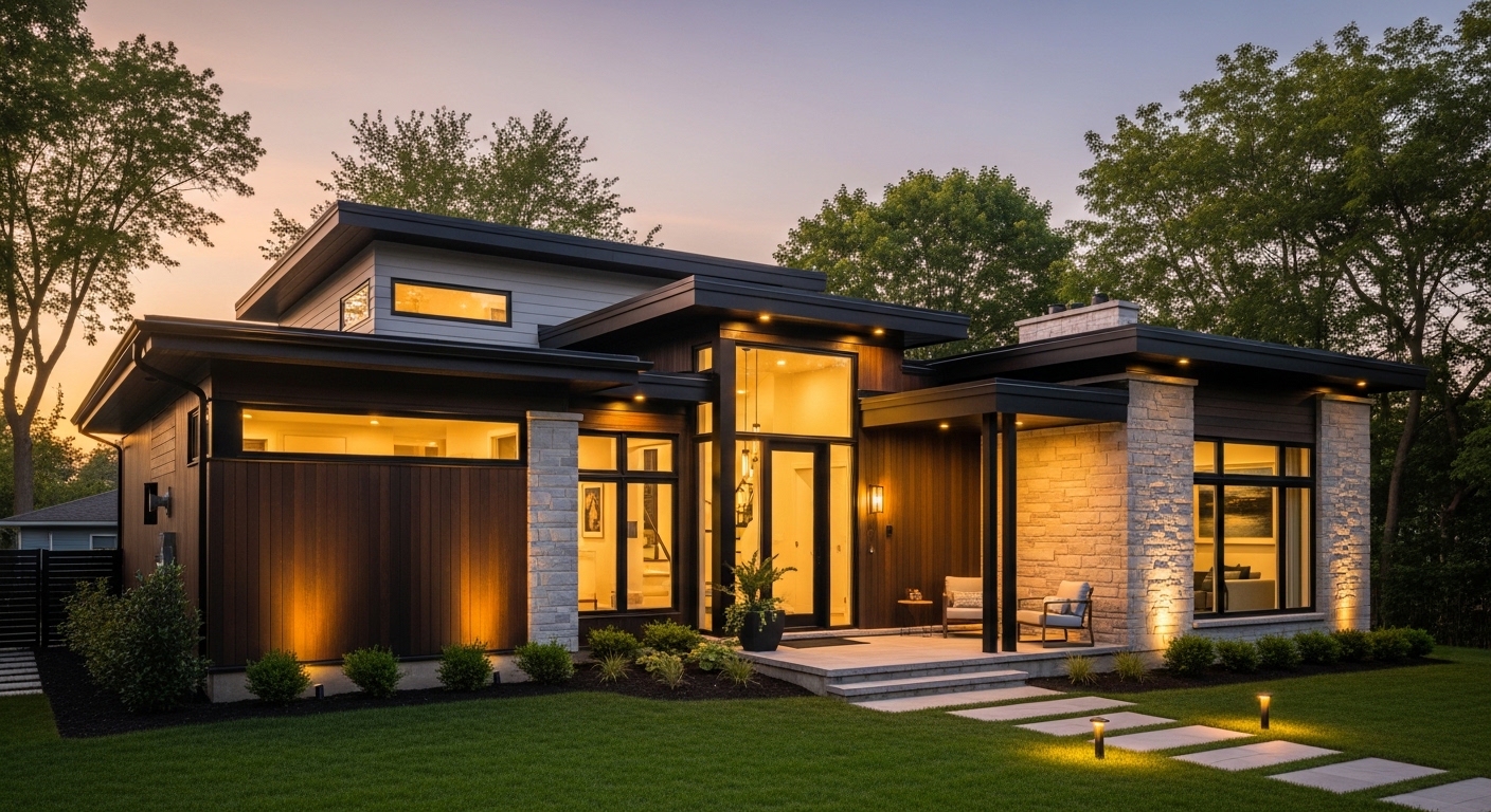 Modern home exterior showcasing premium siding and window design
